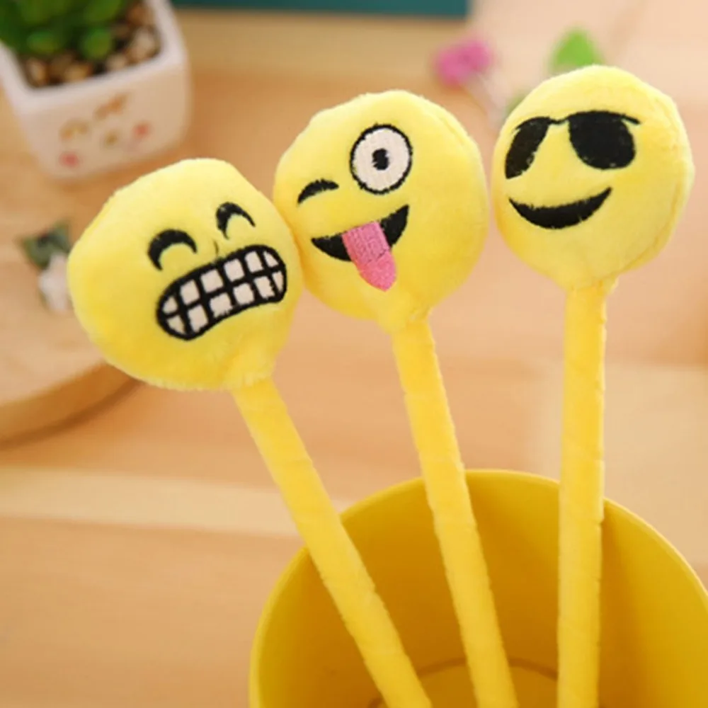 3 шт. забавная мультяшная Шариковая Ручка Новинка плюшевая игрушка со смайликом