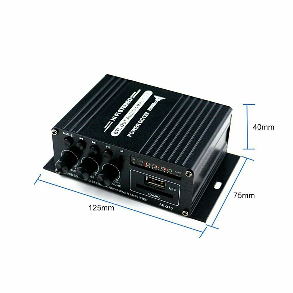 Цифровой усилитель мощности AK370 2 0 каналов Bluetooth 200 + 20 Вт мини Hi Fi стерео аудио