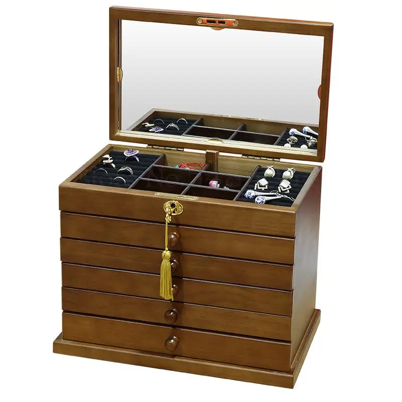 Шкатулка для ювелирных изделий из массива дерева с замком шкатулка хранения в