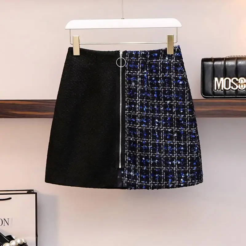 

Women 2020 Autumn Winter Chic Tweed Two Piece Set Female Long Sleeve Casual Jacket Coat +High Waist Zipper Mini Skirt Suit N205