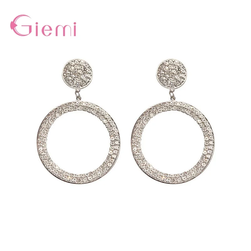

925 Sterling Silver Statement Stud Earrings For Women Girls CZ Cubic Zirconia Luxury Jewelry Trendy 2021 Wholesale