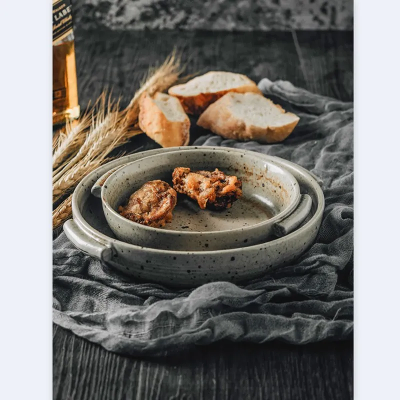 Керамические тарелки в японском стиле тарелка с двумя ушками для еды