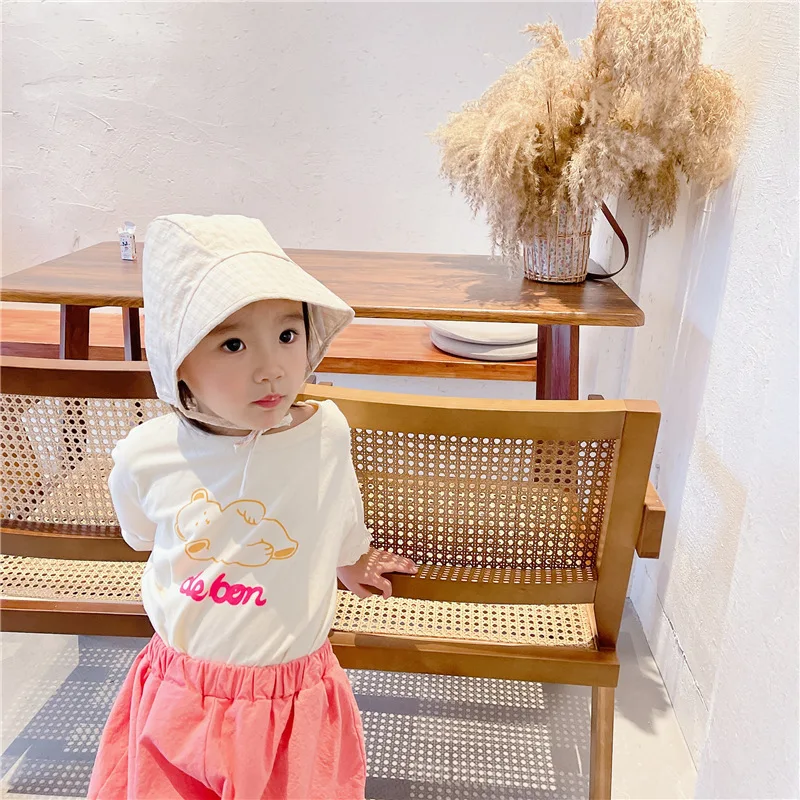 

7600 2021 Spring New Korean Cartoon For Boys And Girls Cute Long Sleeve Bottom Shirt Baby Children's T-shirt Tops Basics