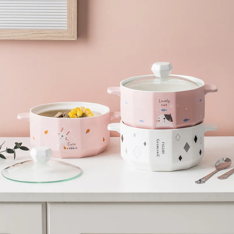 Творческий Керамика мгновенного миска для лапши с крышкой большая суповая лапша