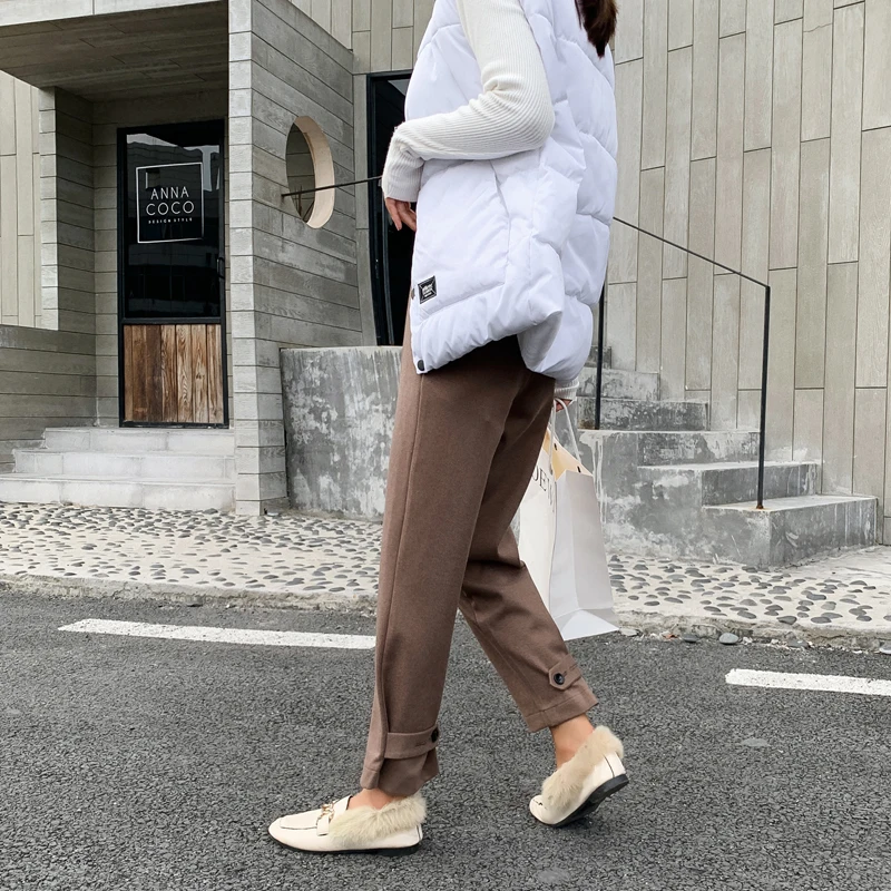 Осень и зима 2021 свободные брюки с завышенной талией Широкие штаны прямые до