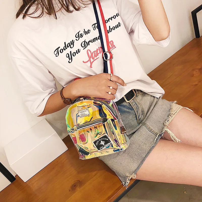 Laser women's bag 2019 new Korean fashion jelly transparent shoulder slung girls multi-purpose tide bags | Багаж и сумки