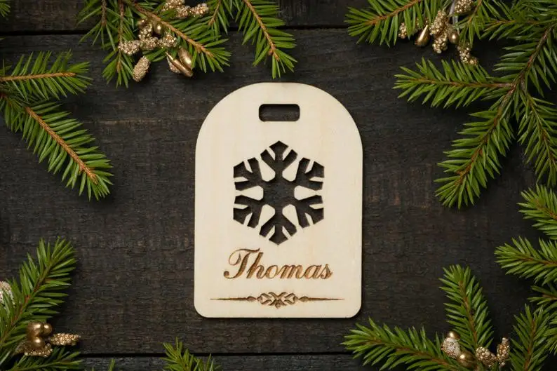 Персонализированные открытки на место снежинки рождественские Рождественская