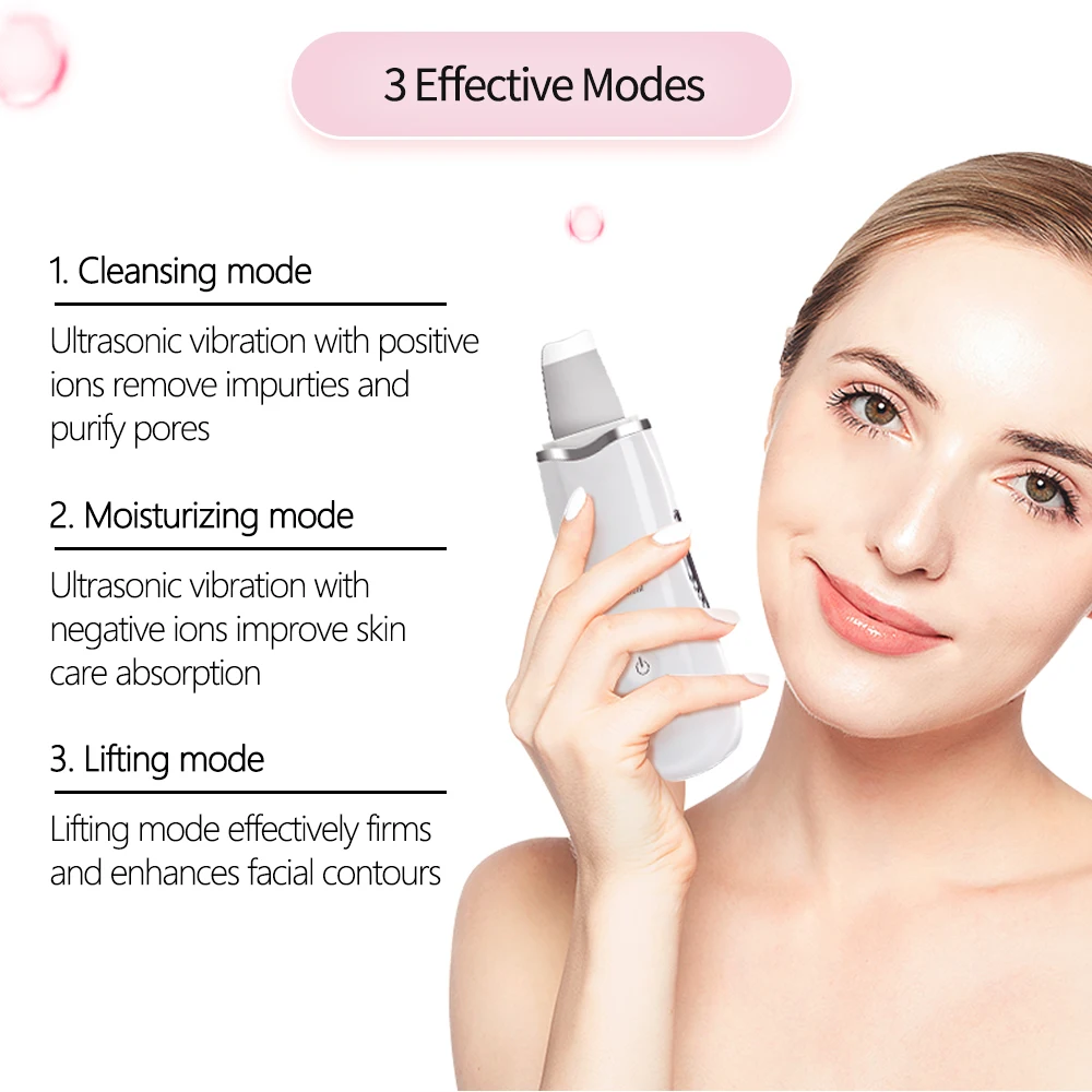 Dropshipping Ultrasonic Deep Face Facial Scrubber Cleaner Cleaning Machine Skin Peeling Blackhead Removal Pore |