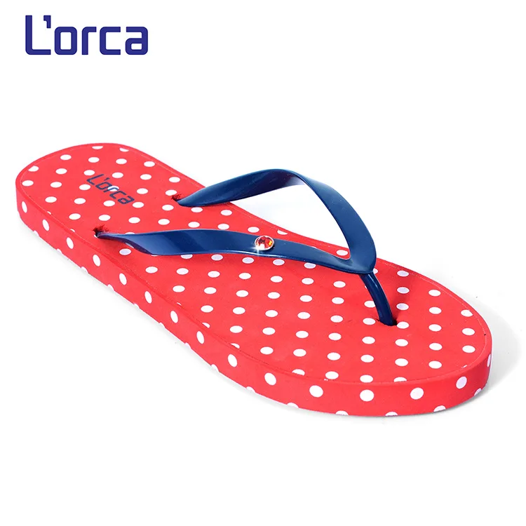 Женские Вьетнамки с узором в горошек шлепанцы на плоской подошве для душа