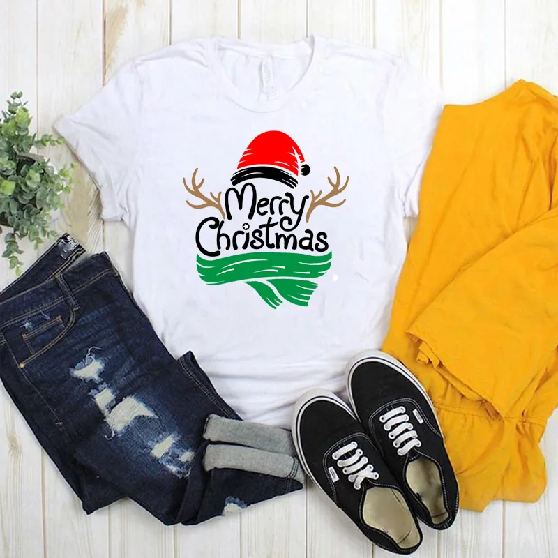 TJCJFO винтажная рубашка Harajuku Merry Christmas женские футболки футболка Осень Топ Женская s