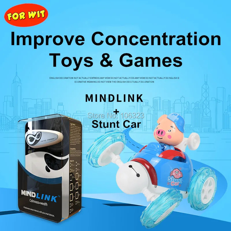 New High Tech Toys Brainlink with Stunt Car Mindlink Brain Wave Concentration Training APP Games Thought Control Detector | Игрушки и