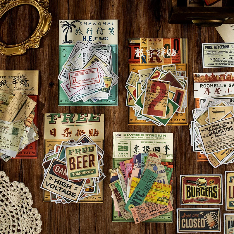 60 шт./компл. винтажные наклейки для журналов ретро Алфавит с буквами скрапбукинг