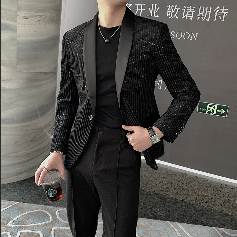 

2021 spring new small suit night club performance clothes Korean slim two days men's suit fashion