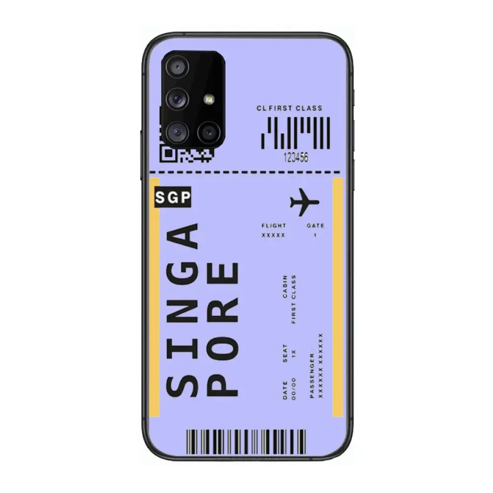 

Airline ticket barcode Phone Case Hull For Samsung Galaxy A 90 50 51 20 71 70 40 30 10 80 E 5G S Black Shell Art Cell Cover