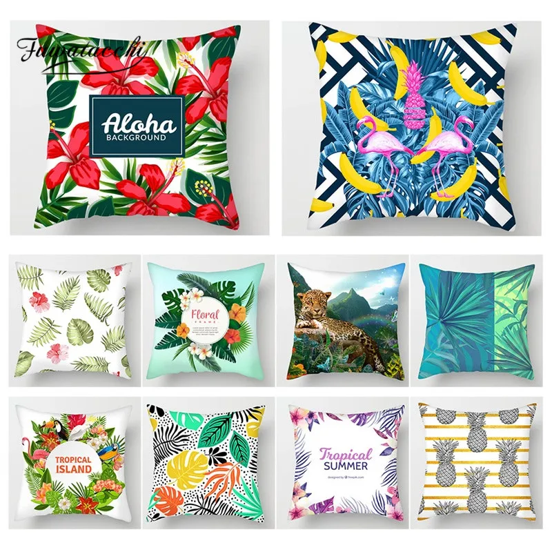 Чехол на подушку с изображением животных и тропических растений Fuwatacchi Наволочка