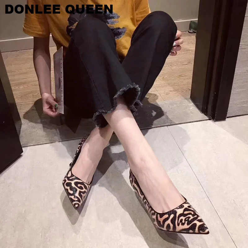Fashion Women Leopard Pumps Pointed Toe 8cm Stiletto Ultra High Heel Sexy Ladies Party Shoes For Elegant Female Muje | Обувь