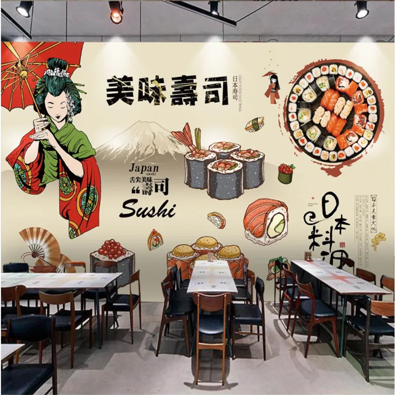 Ностальгическая роспись вручную японские красивые суши промышленный декор