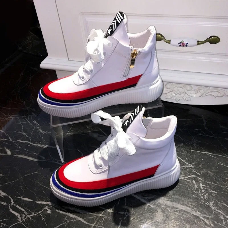 

High-top shoes women's spring and autumn 2021 thick platform shoes with wild height for tourism and leisure