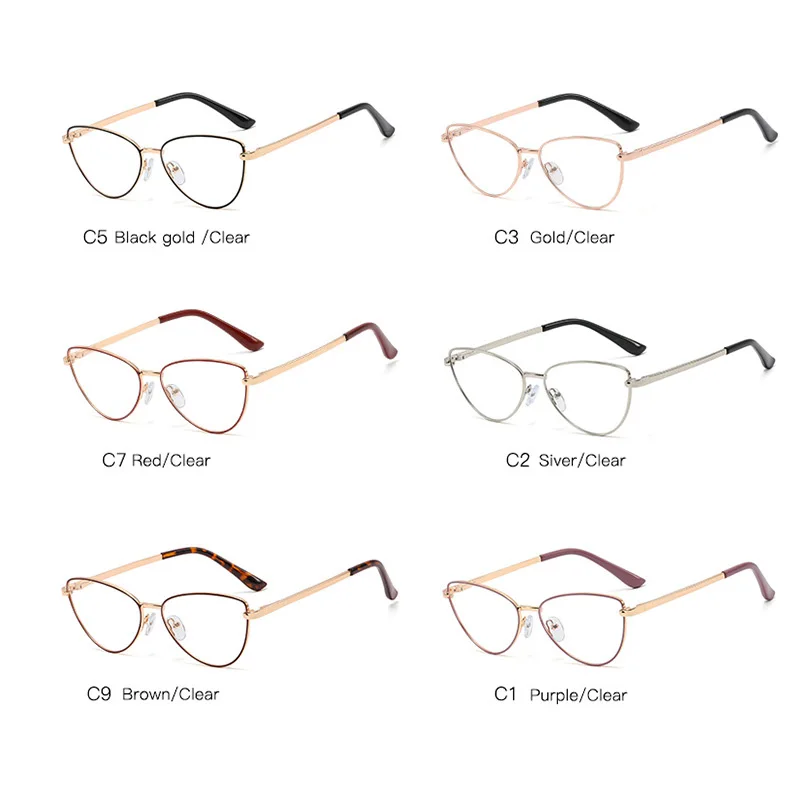 

Fashion Classic Oval Glasses Frame Women Metal Anti Blue Light Optical Glasses New Transparent Computer Round Eyeglasses Reading