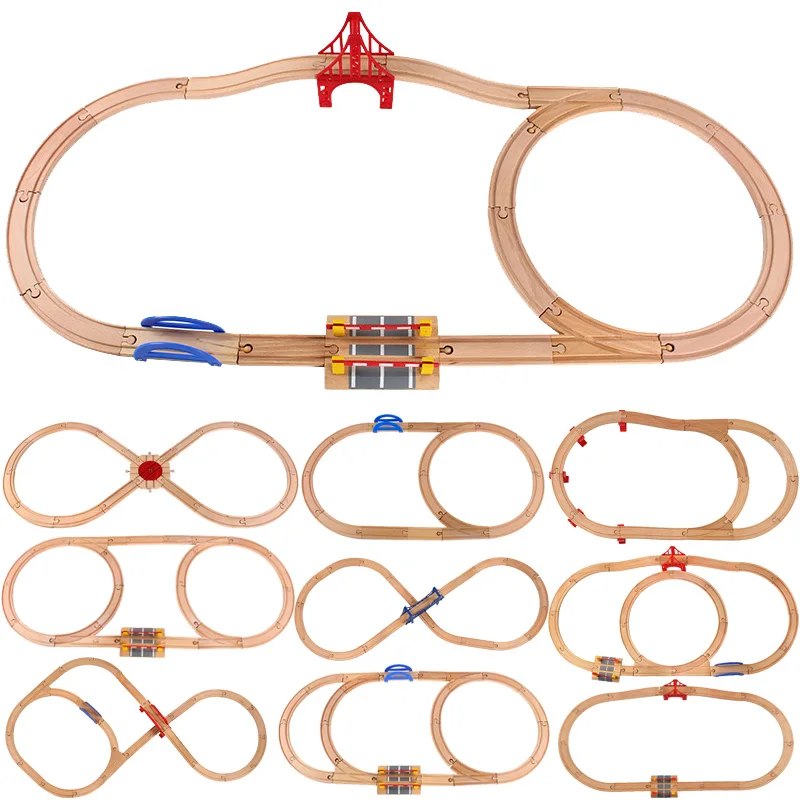 

Набор железнодорожных треков из Букового дерева, совместимые с Thomas Ring Track, круглые орбитальные аксессуары для сборки, игрушки для детей, под...