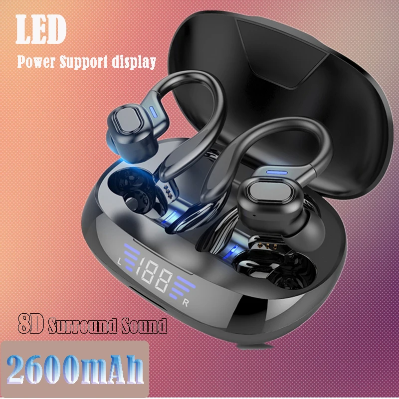 Беспроводные наушники TWS 2600 мА ч спортивные сенсорное управление светодиодный