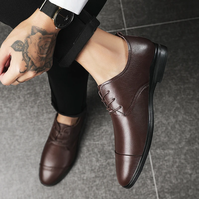 Sapatos Masculinos De Couro Genuino Zapatos Cuero Shoes-for-men Men's Shoes Sapato De Couro Masculino Men Black