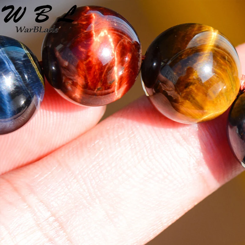 

WBL Natural Tiger Eye Stone Bracelet 8mm-18mm Yellow Blue Red Tiger Eye Beads Bracelet Bangles For Men Women Jewelry 2019 New