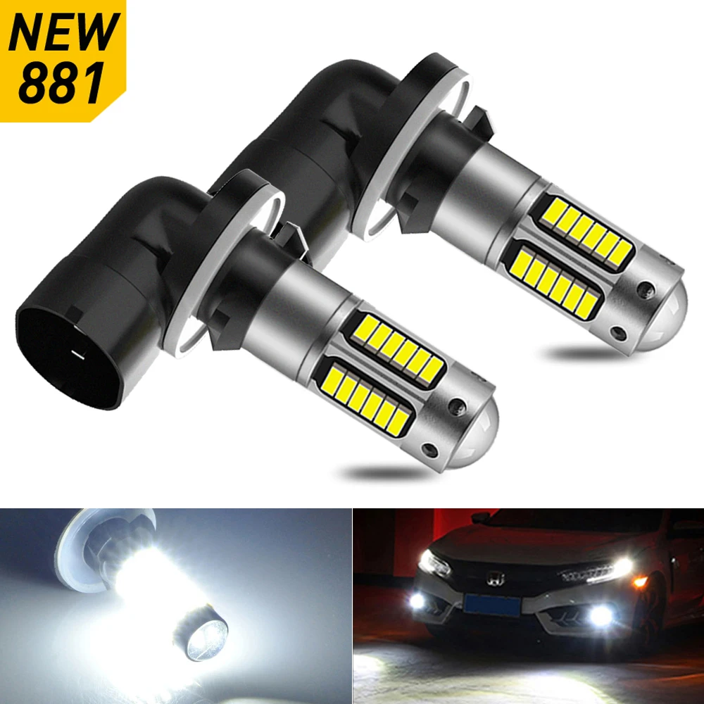 

2Pcs H1 H3 881 880 H27W H27/1 LED Anti Fog Lamp Car Driving Light Auto Front Foglamps Bulb White 6000k 12V 30smd 3014 DRL