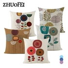 наволочки декоративные скандинавский декор наволочки на подушки Геометрические цветы растения льняная наволочка Гостиная Диван Декоративные подушки для диванов, декоративная наволочка на простой наволочки 45X45CM