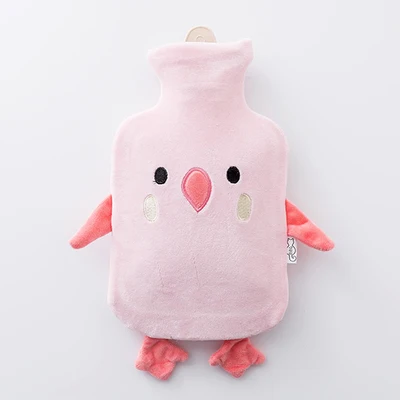 Pink ПВХ Бутылка горячей воды с Красивая мультяшная птица плюшевые крышки 1000 мл взрывозащищенный портативный ручной подогреватель воды инъекции сумка для хранения - Цвет: Pink