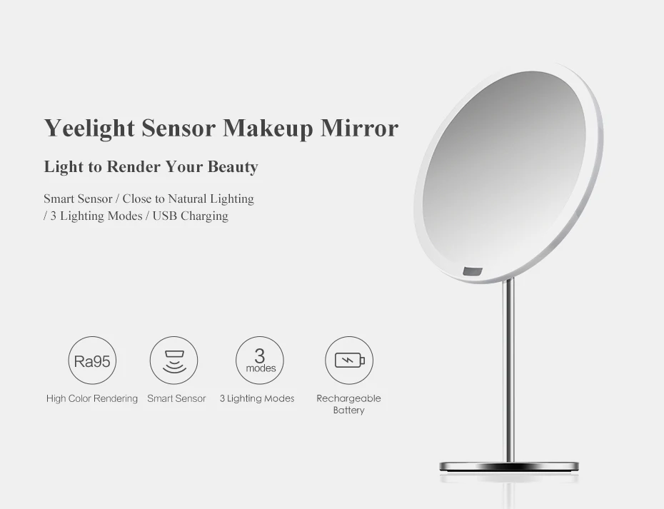 xiaomi Mijia Yeelight портативный светодиодный макияж зеркало со светом затемнения умный датчик движения ночник для xiaomi умный дом