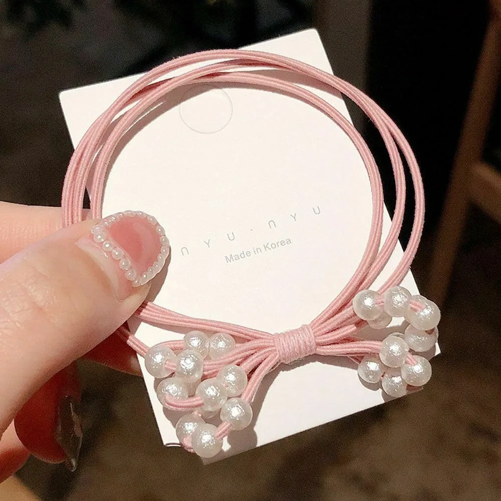 Корейские милые резинки для волос с жемчугом и бусинами девочек женские