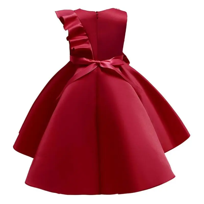 

Kids Girl Floral Bow Princess Dress Piano Performance Party Wedding Ball Dresses