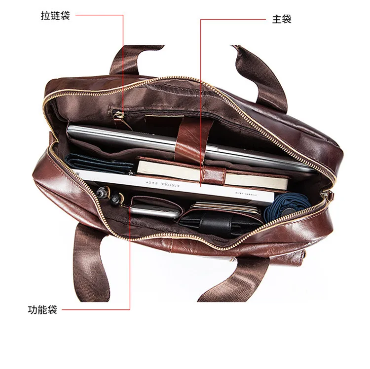 

Men Briefcases Laptop Bag Vintage Shoulder Bag Real Cowhide Leather Computer Bag Messenger Crossbody Bag Men's Bag Business