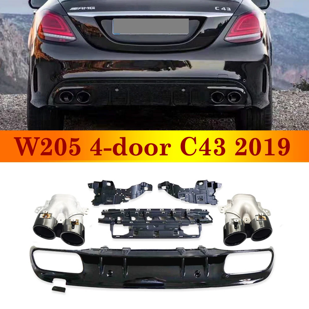 Глянцевый черный задний диффузор для Mercedes benz C class W205 C43 C63 4 дверный седан