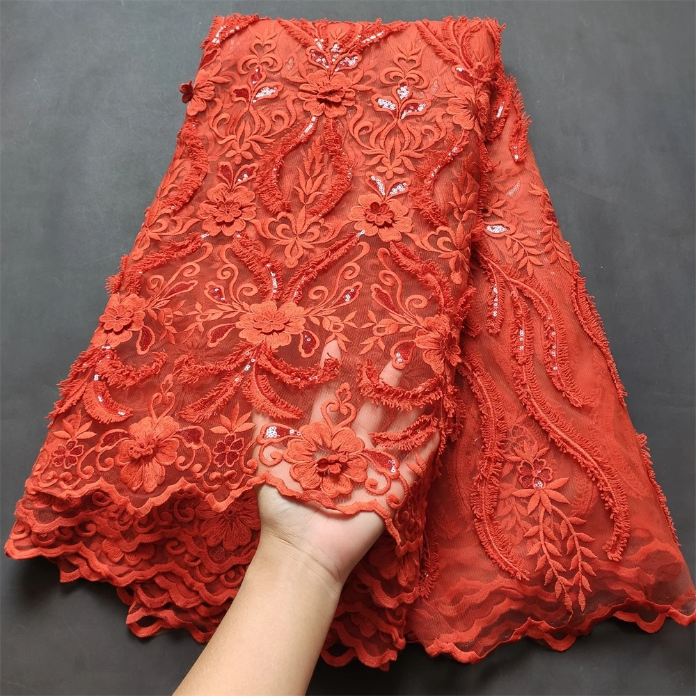 Гипюровая кружевная ткань с вышивкой 5 ярдов 2019 Высококачественная нигерийская