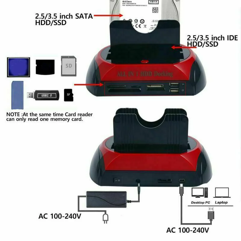 Док-станция для жестких дисков IDE/SATA док-станция Все в 1 USB хаб кардридер