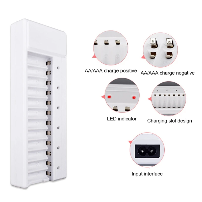 Универсальное зарядное устройство с 12 слотами светодиодный дисплей