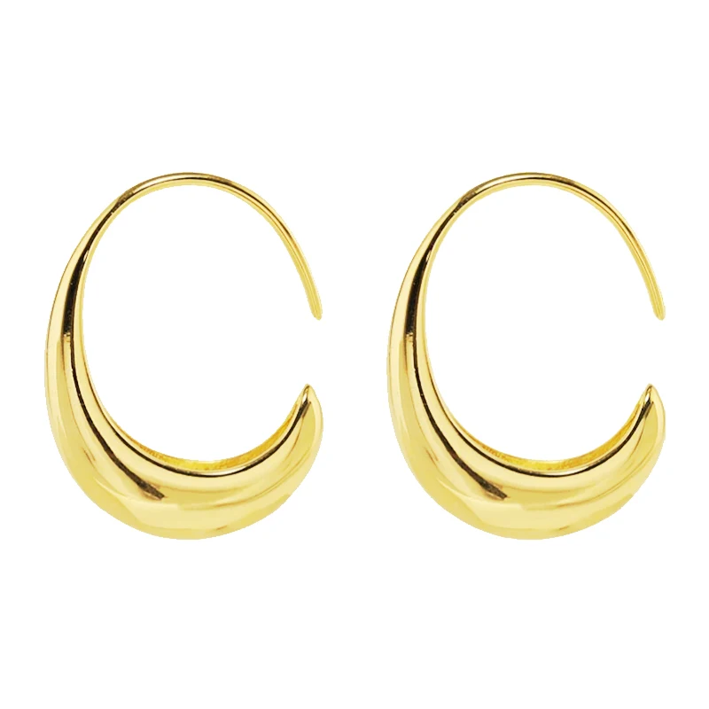 

French Trendy 925 Sterling Silver needle C Shape stud Earrings for Women Gold Plated Earring Jewelry Gift female