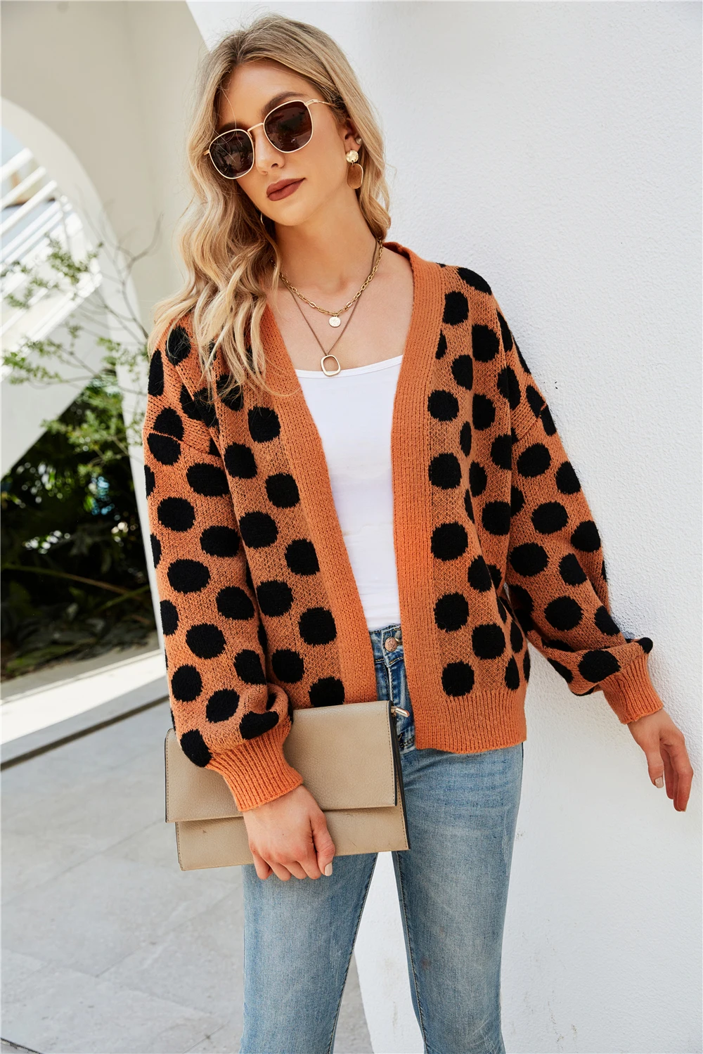 

Fashion Autumn Women Jacket Cardigan Coat Loose Top Dot Large Size Street Style Temperament Casual Jacket