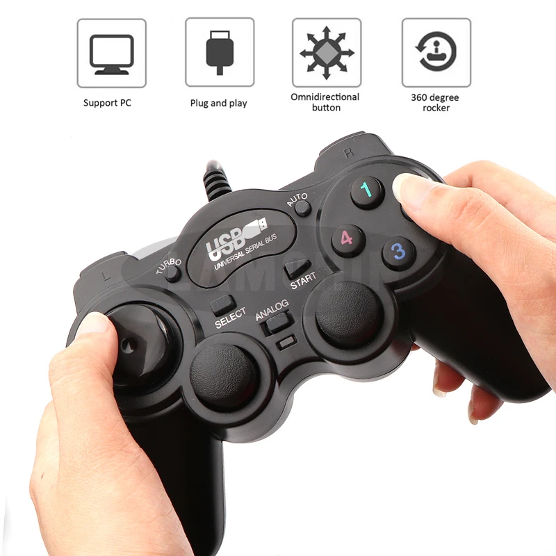 Проводной двойной джойстик Shock Joypad игровой контроллер USB 2 0 для ПК ноутбука
