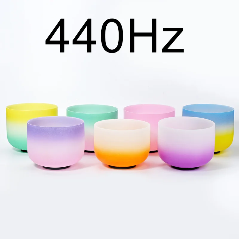 440Hz New Color CVNC 6-1" Набор из 7 шт Примечание CDEFGAB матовый кварц чакра хрустальные поющие чаши - Цвет: 440Hz New Color