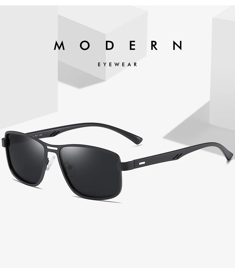 Мужские Поляризованные солнечные ретро-очки Квадратные Классические мужские