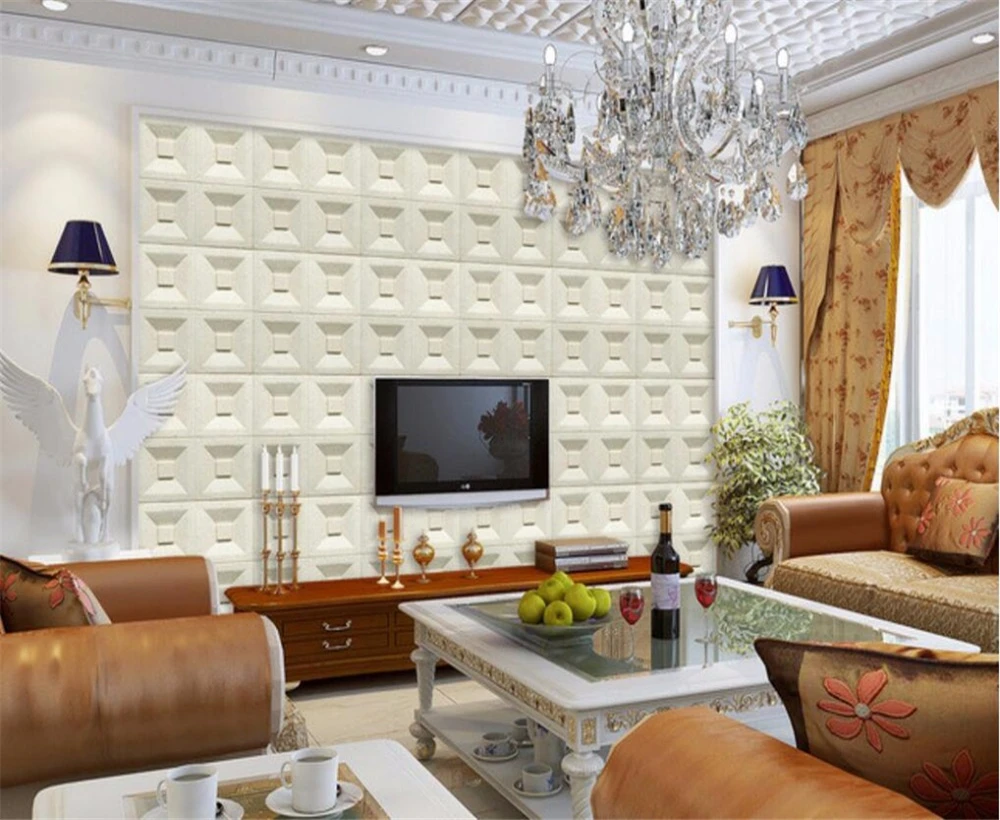

beibehang Large Customized European 3d Embossed Stereo Soft Pack Pattern Backdrop Decorative Painting