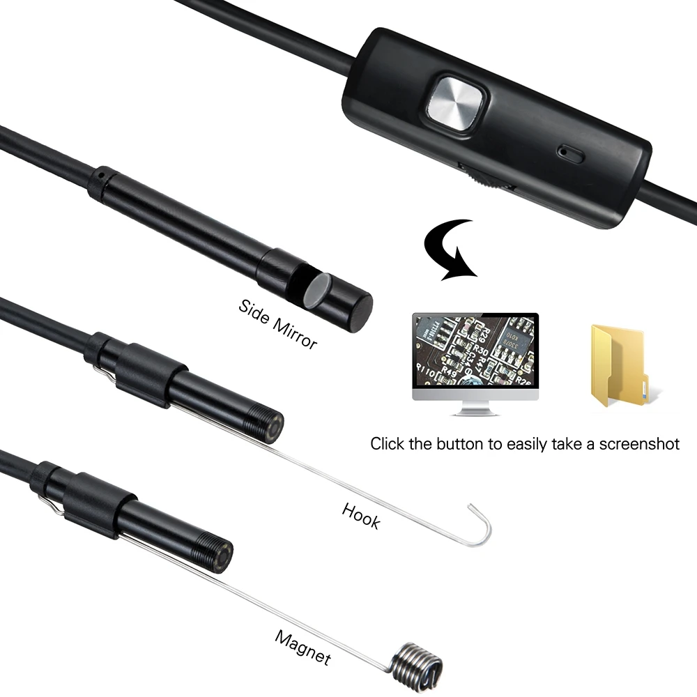 Cámara endoscópica de inspección impermeable, boroscopio Flexible con USB, Android, 5,5mm, 7mm, para Android, PC, Notebook, 6led