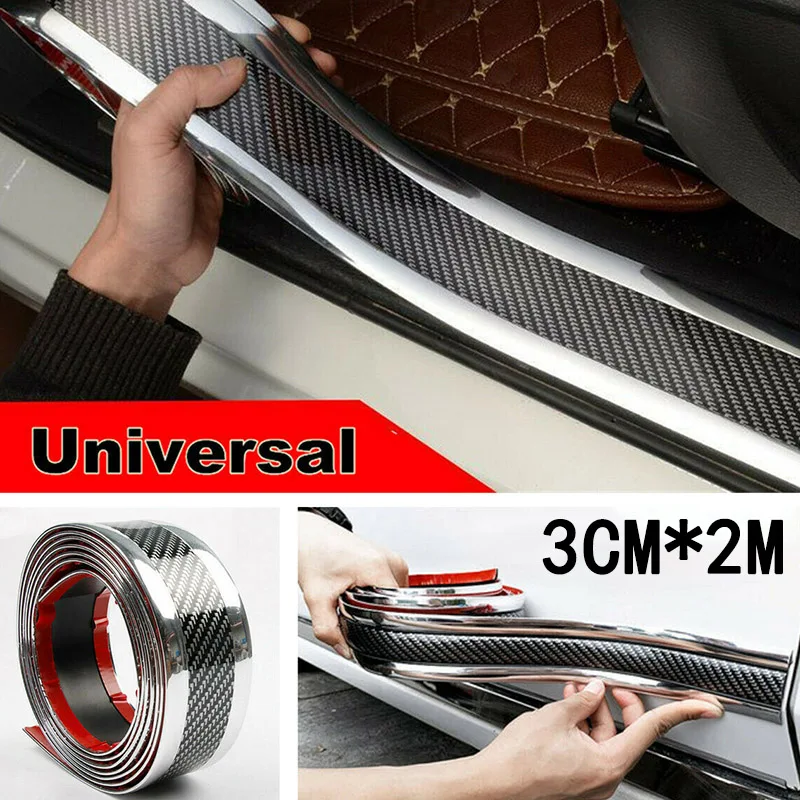 

1 roll Anti-collision Strip Skirt Truck Anti-scratch Bumper Carbon Fiber Silver