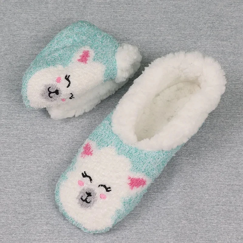 

Ousefu cheap Winter warm women house slippers cute animals floor shoes women plush slippers women indoor bedroom socks