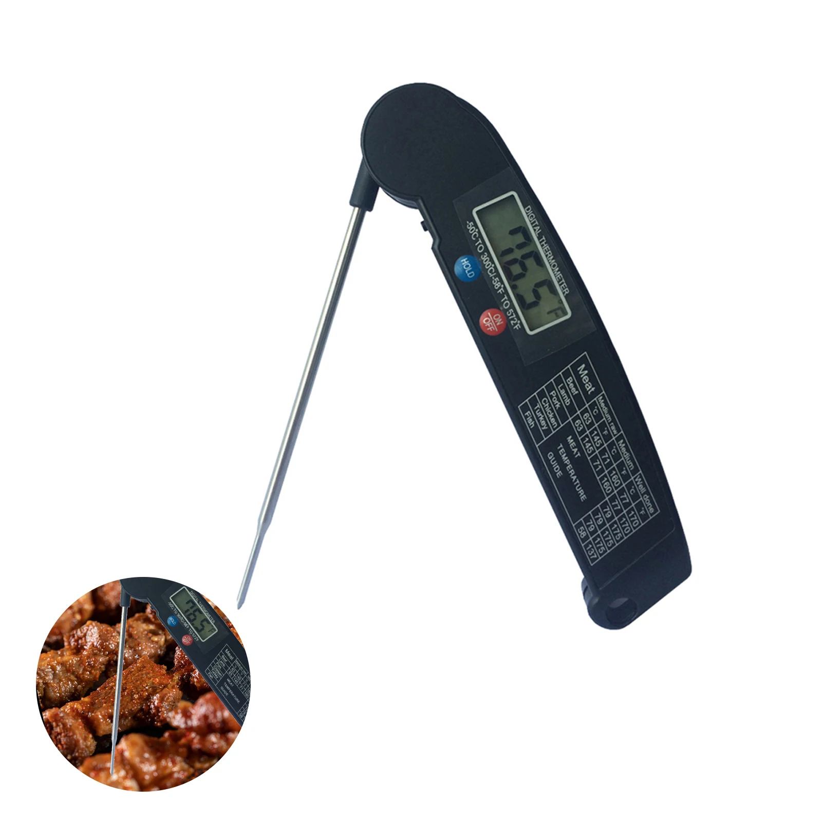 

High Quality Foldable Food Thermometer Probe Digital BBQ Kitchen Meat Kitchen Thermometer Liquid Water Oil Temperature Gauge