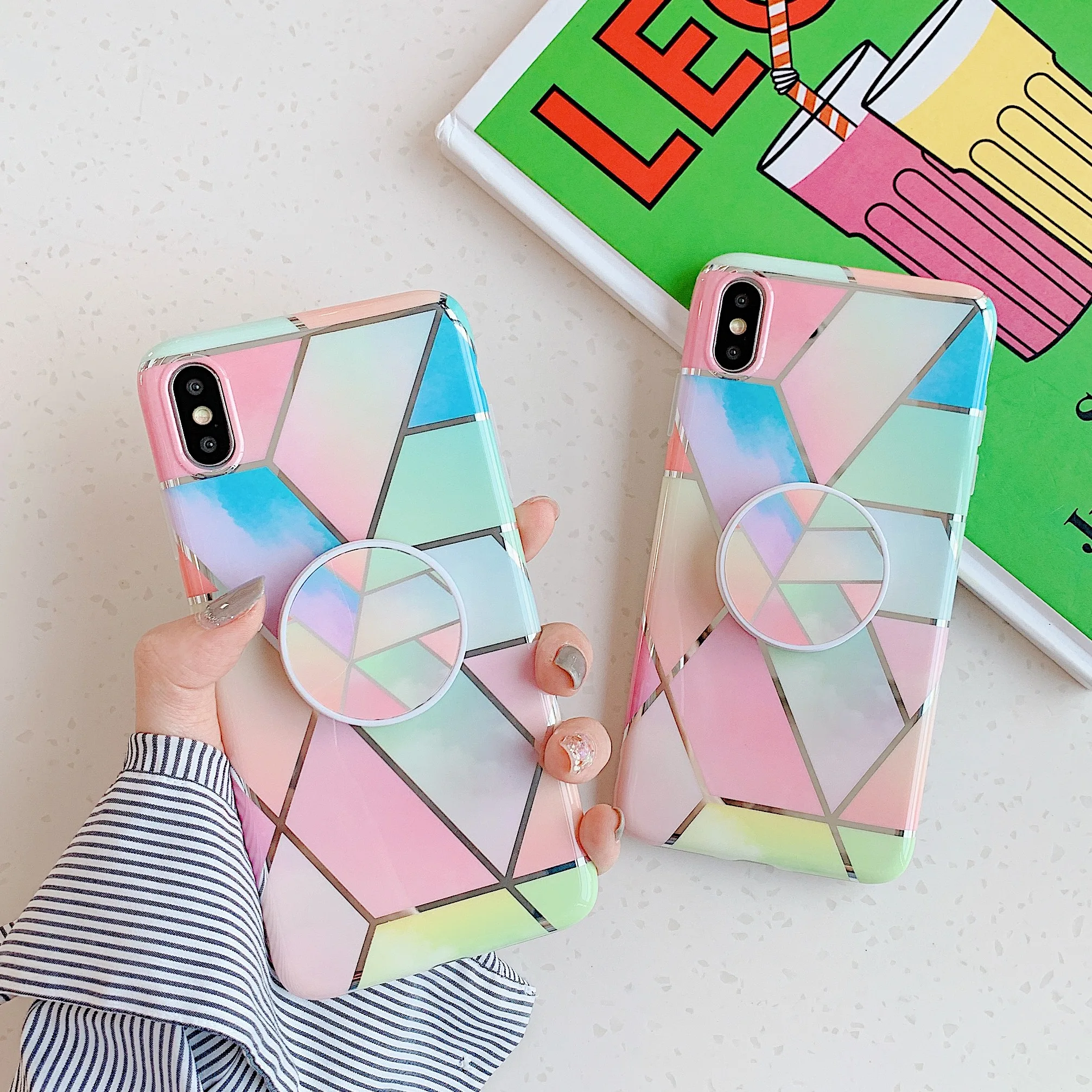 Роскошные геометрические чехлы для телефонов с мраморной текстурой iPhone 11 12 Mini Pro