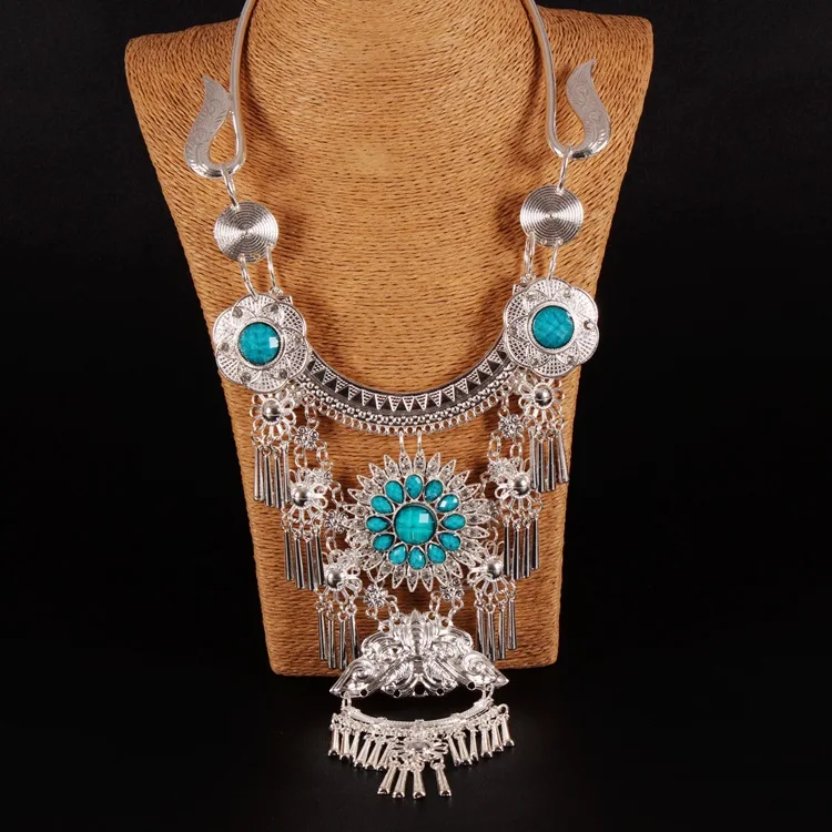 

NECKLACES & PENDANTS ETHNIC STYLE MIAO SILVER ACCESSORIES PERSONALITY EXAGGERATED COLLAR ACCESSORIES JEWELRY WHOLESALE